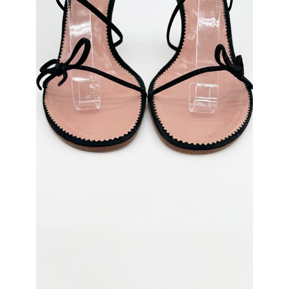 Gucci Vintage Tom Ford Era Black Suede Strappy Bow Ankle Wrap Sandals US 7 - Picture 7 of 12